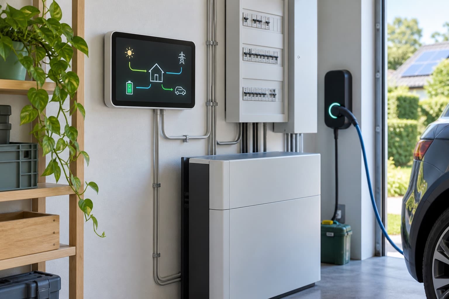 Slimme energiesturing met energiemonitor, thuisbatterij en laadpunt