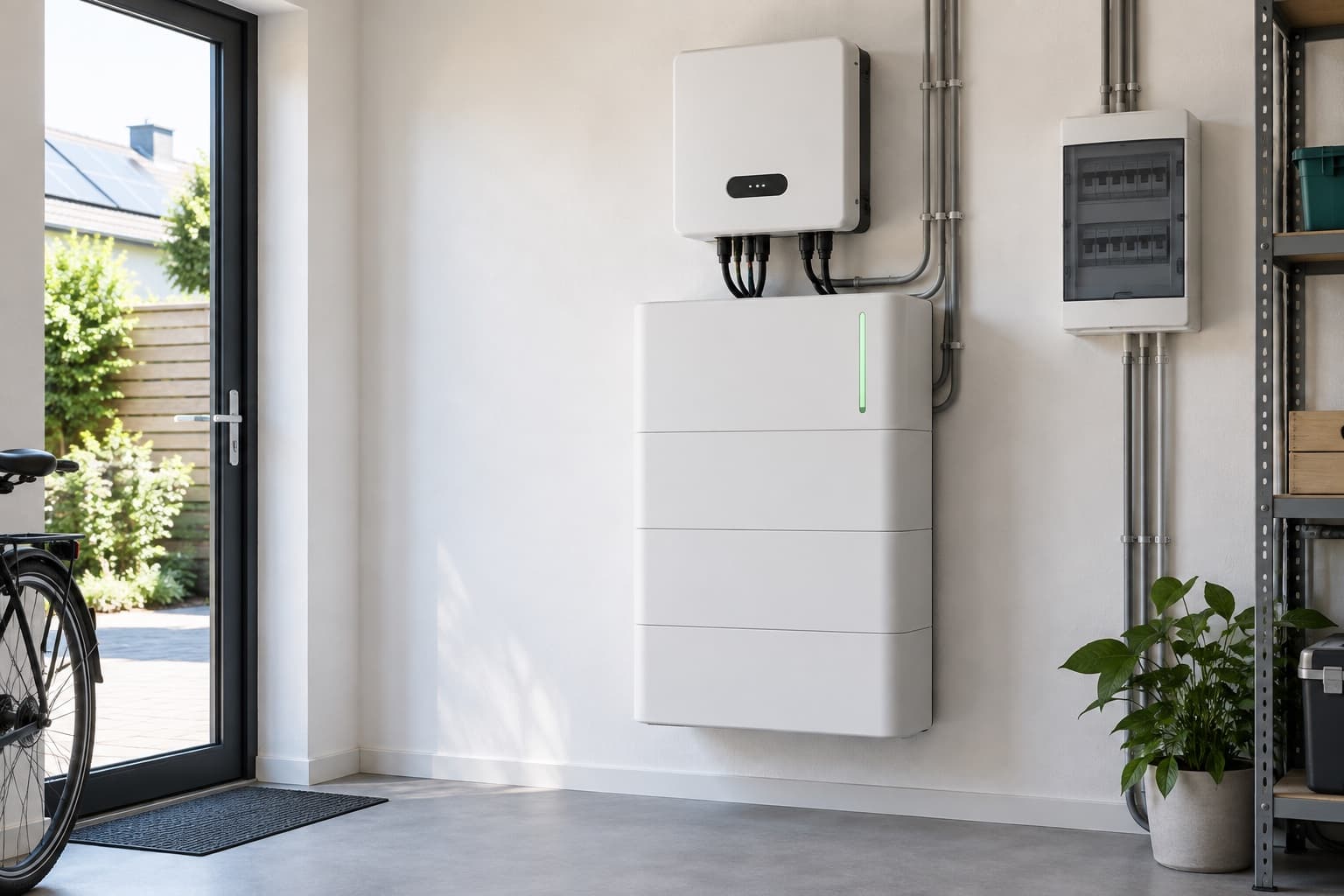 Moderne thuisbatterij in een woning